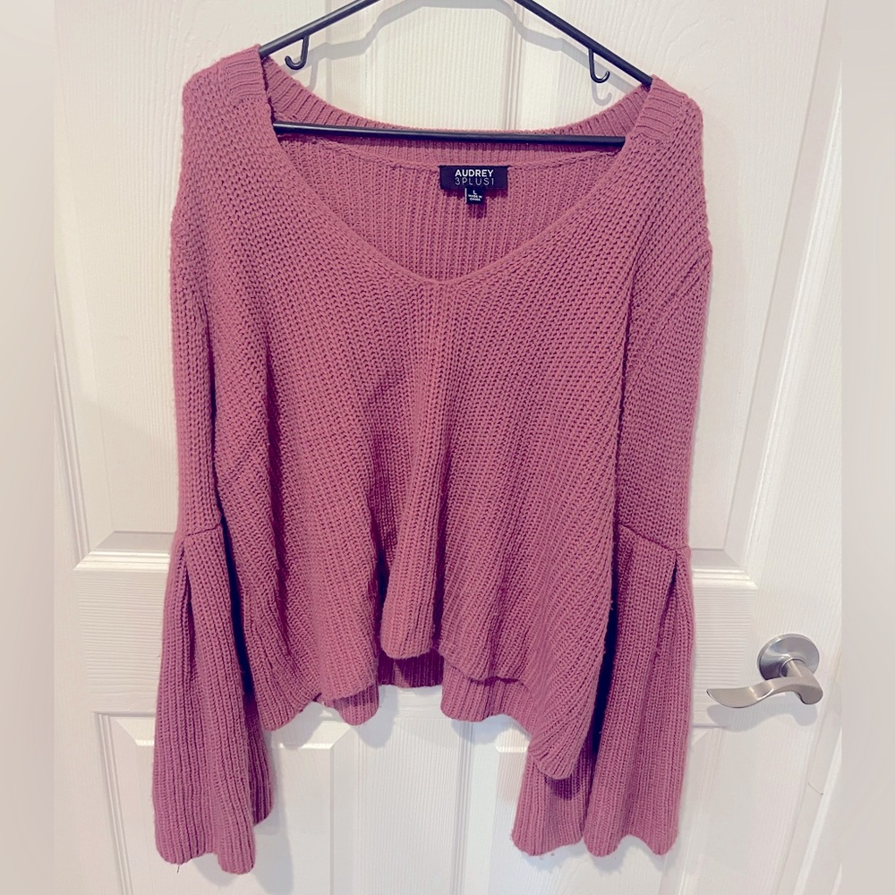 Fuchsia Bell Sleeve Sweater